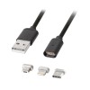 Cablu USB A-micro+LGT+tip C t-t 1.0m cap magnetic