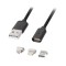 Cablu USB A-micro+LGT+tip C t-t 1.0m cap magnetic