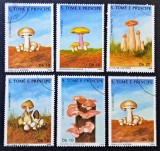 Ciuperci - S&atilde;o Tom&eacute; e Pr&iacute;ncipe 1988 - Lot 6 Timbre Individuale Floră &amp; Botanică (Ștampilat) CP1_II