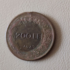 România - 200 lei (1945) Regele Mihai I - monedă s165