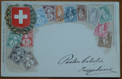 Uniunea Postala Universala , Elvetia , circulata in Bucuresti , embosata ,1905 foto