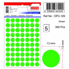 Etichete Autoadezive Color, D13 Mm, 350 Buc/set, Tanex - Verde