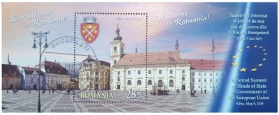 Romania 2019 - Summit la Sibiu, colita stampilata foto