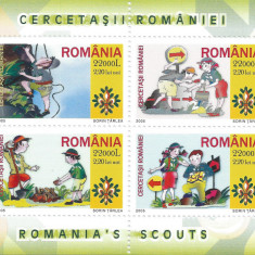 Romania, LP 1686/2005, Cercetasii Romaniei, bloc de 4, MNH