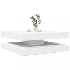 vidaXL Măsuță cafea rotativă 360 grade, alb 90x90x34,5 cm