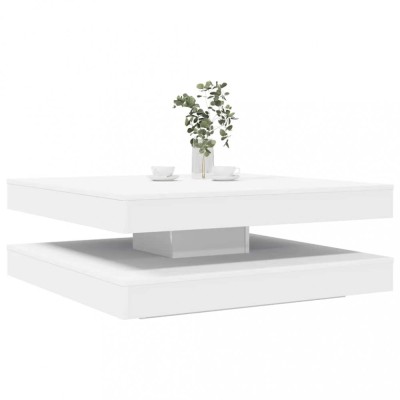 vidaXL Măsuță cafea rotativă 360 grade, alb 90x90x34,5 cm foto