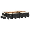 Set mobilier de gradina cu perne, 17 piese, negru, poliratan