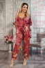L834RR-81 Set 3 piese pijama casual din material satinat cu print floral, L/XL, M/L, S/M