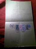 Act - Certificat Judecatoresc Bucuresti 1941 cu 5 Timbre Fiscale si Stampile cu Stema Regala