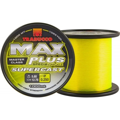 FIR MONOFILAMENT TRABUCCO MAX PLUS SUPERCAST FLUO YELLOW 1000M 0.25mm 12.80kg foto