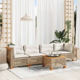 Gossi set canapele de gradina cu perne, 5 piese, bej, poliratan