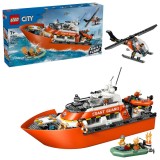 LEGO CITY BARCA DE SALVARE SI ELICOPTER ALE PAZEI DE COASTA 60504