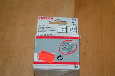 CAPSE ZINCATE BOSCH 2609200227 TYP 55 3000 BUC STAPLES 6 x 1.1 x 23 mm foto