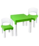 Masă pentru Copii cu 2 Scaune Verde/alb