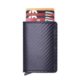 Portofel, Antifrauda, Compact, Carbon, Piele ecologica de inalta calitate, aliaj de aluminiu, Potrivit pentru 6-7 carduri bancare, RFID