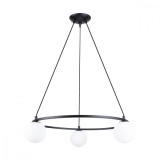 Candelabru Yoli Negru Oțel/Sticlă 3 Becuri Roată Modern De Interior