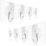 Cumpara ieftin Set 12 carlige adezive transparente, rezistente, multifunctionale, plastic, metal