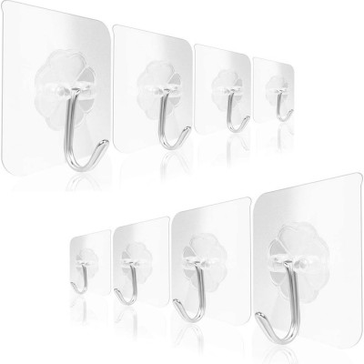 Set 12 carlige adezive transparente, rezistente, multifunctionale, plastic, metal foto
