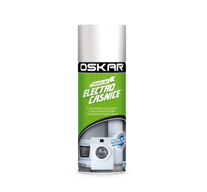 Spray vopsea, Oskar Direct pe electrocasnice, alb, interior, 400 ml