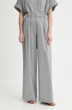 Sessun pantaloni culoarea albastru marin, lat, high waist, 25207004