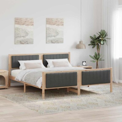 vidaXL Cadru de pat maro și gri &amp;icirc;nchis 180 x 200 cm Lemn masiv de pin 3394304 foto