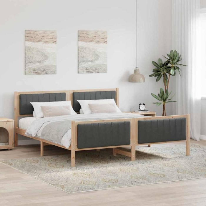 vidaXL Cadru de pat maro și gri &icirc;nchis 180 x 200 cm Lemn masiv de pin 3394304