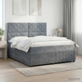 Cumpara ieftin Pat boxspring cu saltea Gri inchis 160 x 200 cm Catifea