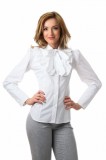 Camasa dama office alba cu jabou din bumbac si dantela, 36, 38, 40, 42, 44, Alb, T&#039;esha