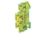 Termoconector pentru șine 0,14-4mm&sup2;, 2 piste, 4 borne, galben-verde