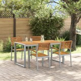 vidaXL Set mese 5 piese lemn solid acacia și metal