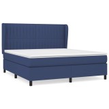 Cumpara ieftin Pat box spring cu saltea, albastru, 180x200 cm, material textil