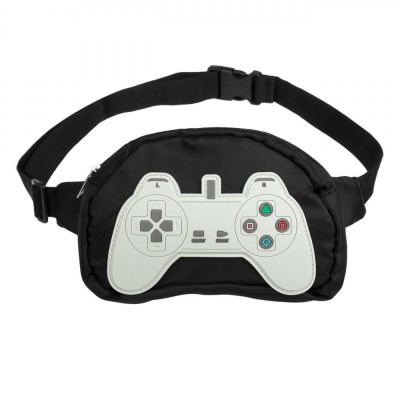 Borsetă Copii, Gaming, Curea Reglabilă, Negru/Alb, 17.5x4x13cm foto