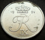 Moneda 2 ORE - DANEMARCA, anul 1971 * cod 4804 A = UNC cu PETE, Europa, Zinc