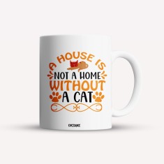 Cana alba personalizata A house is not a home without a cat, INOVATIX&reg;. 330ml