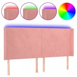Cumpara ieftin Tablie de pat cu LED, roz, 203x16x118/128 cm, catifea