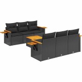 Cumpara ieftin Set canapele de gradina cu perne, 7 piese, negru, poliratan