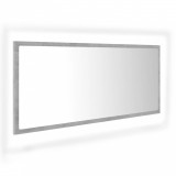 Oglindă de baie cu LED, gri beton, 100x8,5x37cm, lemn prelucrat, vidaXL