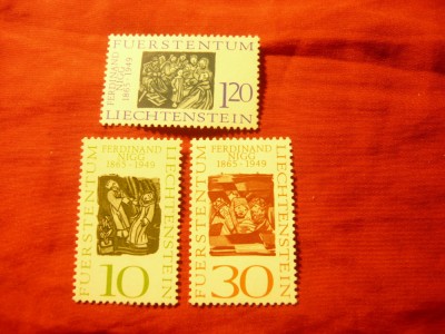 Serie Liechtenstein 1965 Personalitati - 100 Ani Prof. Ferdinand Nigg , 3 valori foto