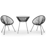 Cumpara ieftin Set mobilier de exterior, 3 piese, negru, ratan PVC