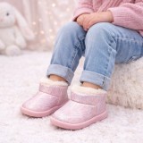 Cizmulite roz sidefat imblanite (Marime Disponibila: Marimea 26)