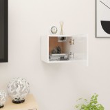 vidaXL Dulap TV suspendat, alb extralucios. 30,5x30x30 cm