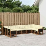 vidaXL Set de canapele de exterior cu pernă 10 pcs Natural și Crem 3382230