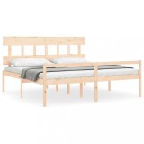 Cumpara ieftin Cadru de pat senior cu tablie, 200x200 cm, lemn masiv