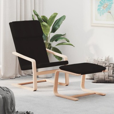 Scaun de relaxare cu taburet, negru, textil foto