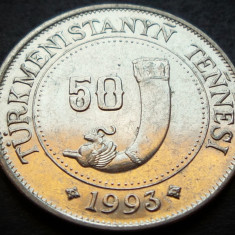 Moneda exotica 50 TENNESI - TURKMENISTAN, anul 1993 * cod 4813 B = A.UNC