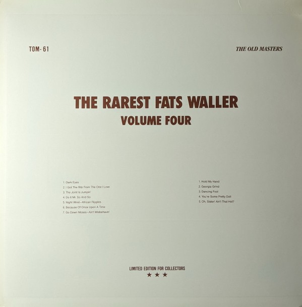 Vinil Fats Waller &lrm;&ndash; The Rarest Fats Waller Volume Four (VG++)