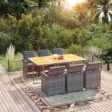 vidaXL Set mobilier de grădină cu perne, 7 piese, gri, poliratan