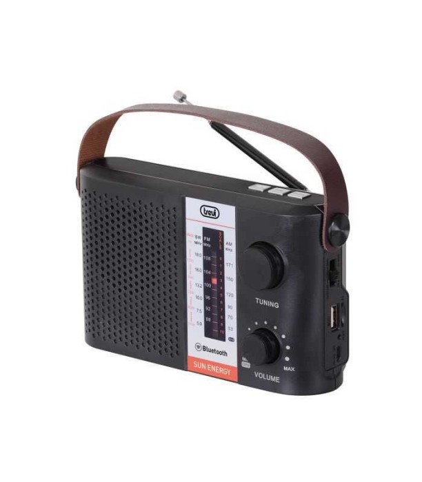Radio portabil AM/FM/SW Bluetooth USB panou solar micro SD negru