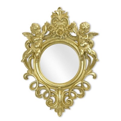 Oglinda cu o rama arurie cu decoratiuni cu ingerasi NF-140 foto