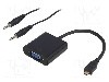 Cablu {{Tip cablu de conectare}}, D-Sub 15pin HD soclu, Jack 3,5mm soclu, micro mufa HDMI, 200mm, {{Culoare izola&amp;#355;ie}}, QOLTEC - 50403